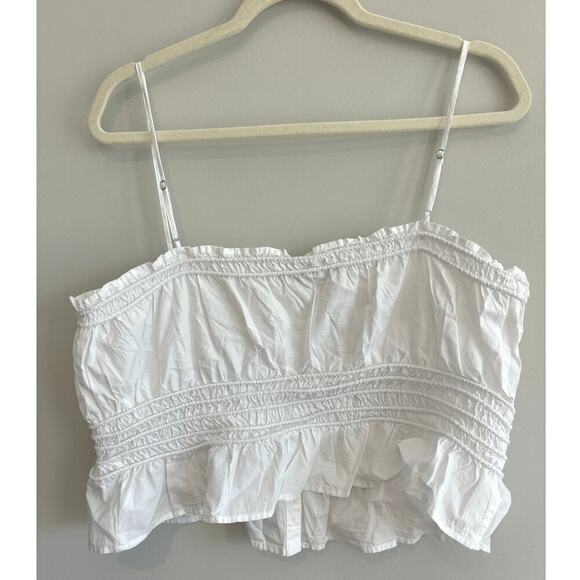 NWT Madewell Smocked Button-Front Top in Poplin In White Size XL - Picture 6 of 6